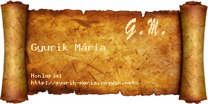 Gyurik Mária névjegykártya